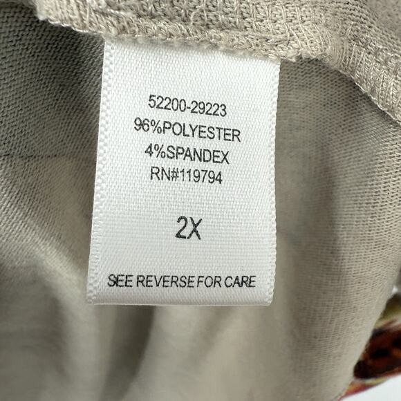 One World tunic Top Plus size 2X Sequin V Neck Long Sleeve boho Pattern - Picture 8 of 9